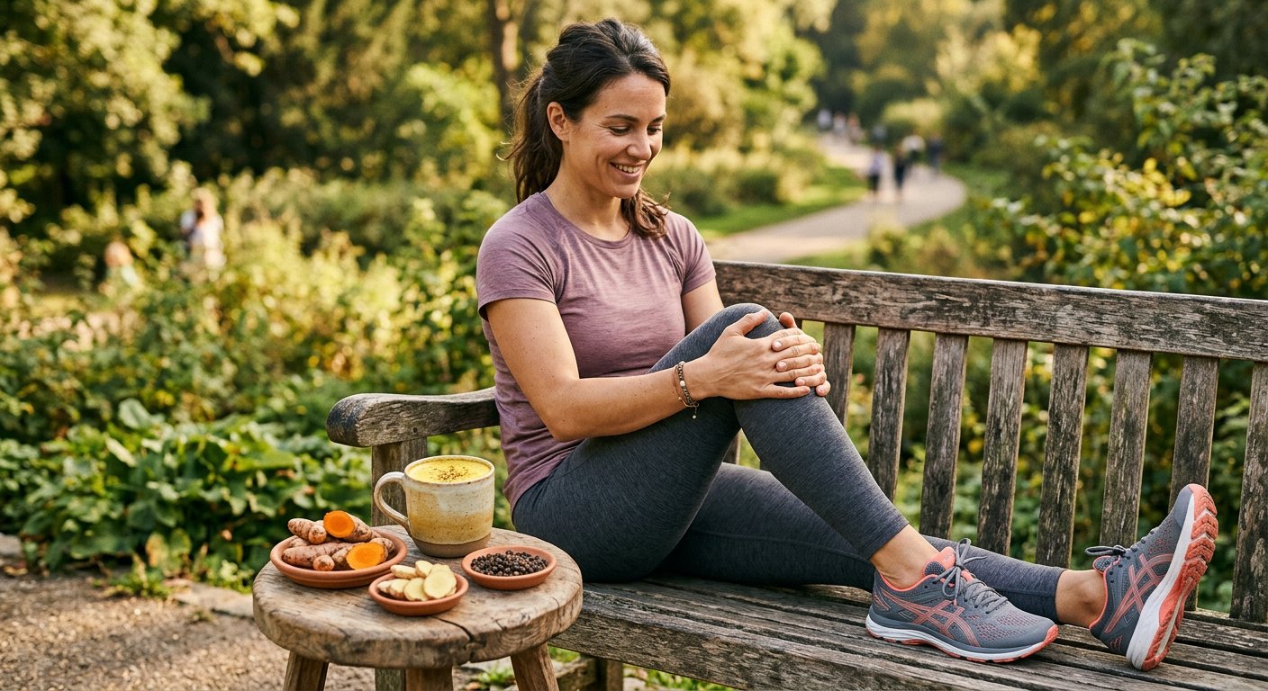 Turmeric, ginger, peppercorns and sesame seeds supporting joint and bone health