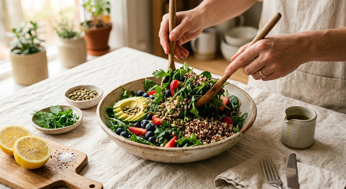 Bowl of colourful whole plant foods representing wellness and nutrition guidance